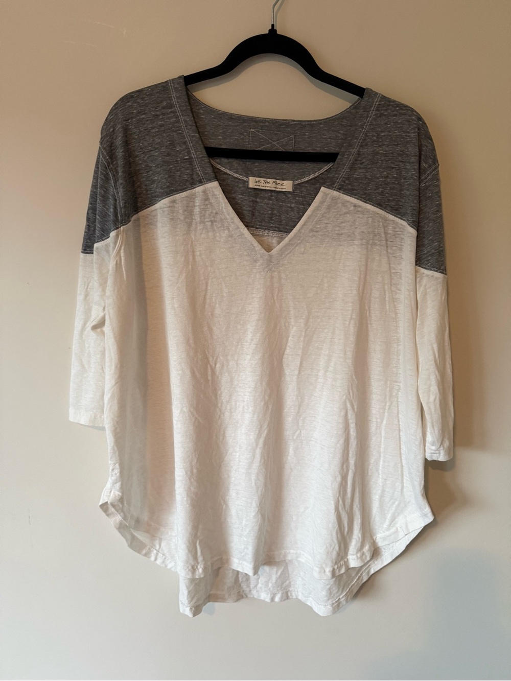 999. We The Free by Free People "Major Leagues" two-tone V-neck top